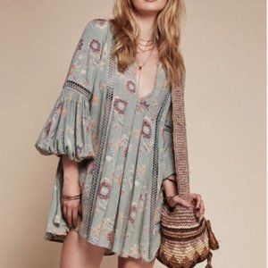 🫐 2 FOR $35!! FREE PEOPLE MINT FLORAL JUST THE 2 OF US TUNIC DRESS